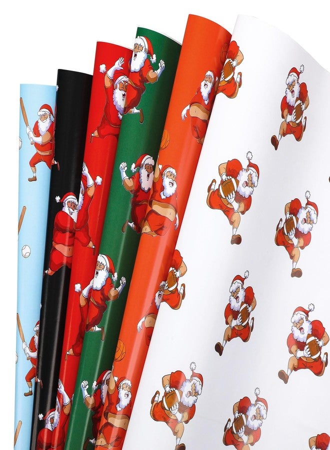 Watersay 12 Pcs Funny Santa Ball Games Christmas Wrapping Paper Futsal Player Present Gift Wrap Funny Christmas Wrapping Paper for Xmas Holiday Party Decoration - Image 1